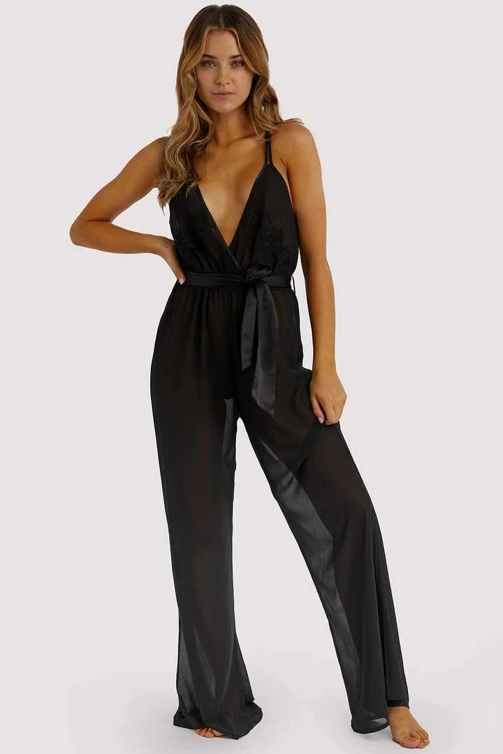 Hustler Belle Black Chiffon & Lace Jumpsuit 8 Hustler Belle Black Chiffon & Lace Jumpsuit