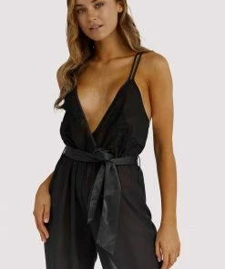 Hustler Belle Black Chiffon & Lace Jumpsuit 17 Hustler Belle Black Chiffon & Lace Jumpsuit