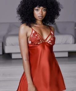 Hustler Brooke Red Applique Chemise Nightwear