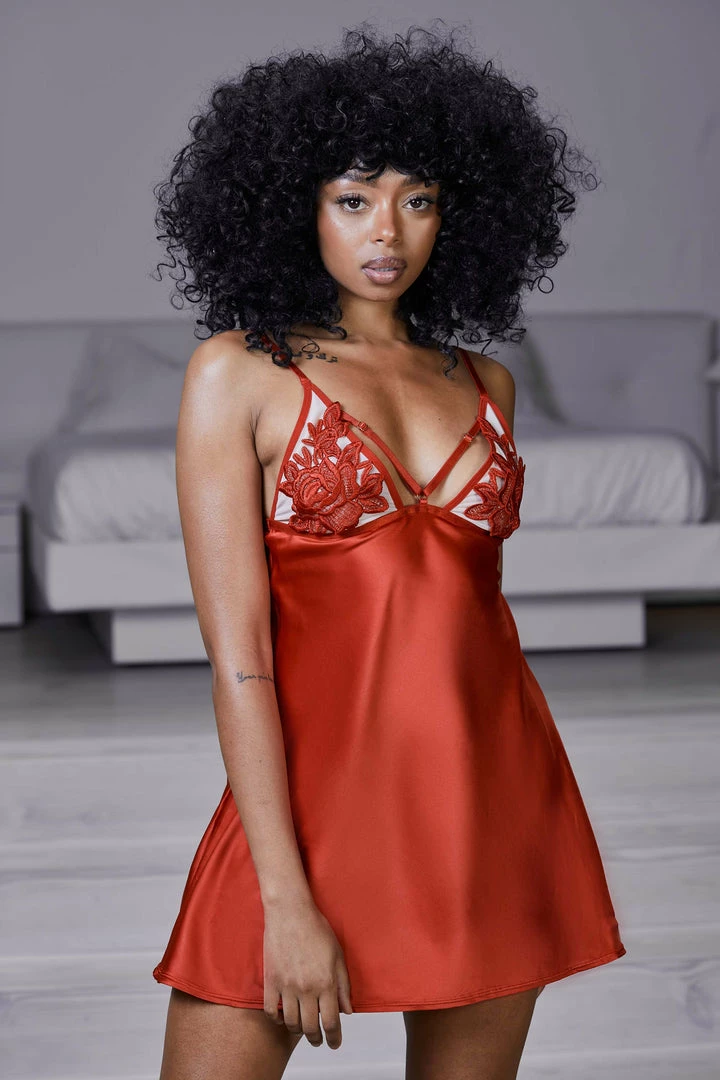 Hustler Brooke Red Applique Chemise Nightwear 3 Hustler Brooke Red Applique Chemise Nightwear