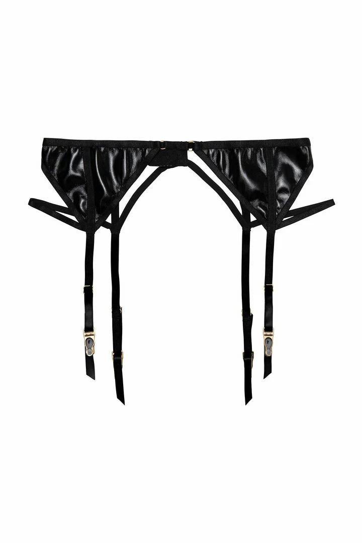 Hustler Maxine Black PVC Strap And Ring Detail Suspender 12 Hustler Maxine Black PVC Strap And Ring Detail Suspender