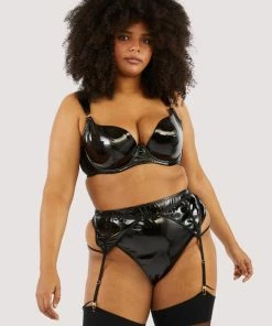 Hustler Maxine Black PVC Strap And Ring Detail Suspender 19 Hustler Maxine Black PVC Strap And Ring Detail Suspender