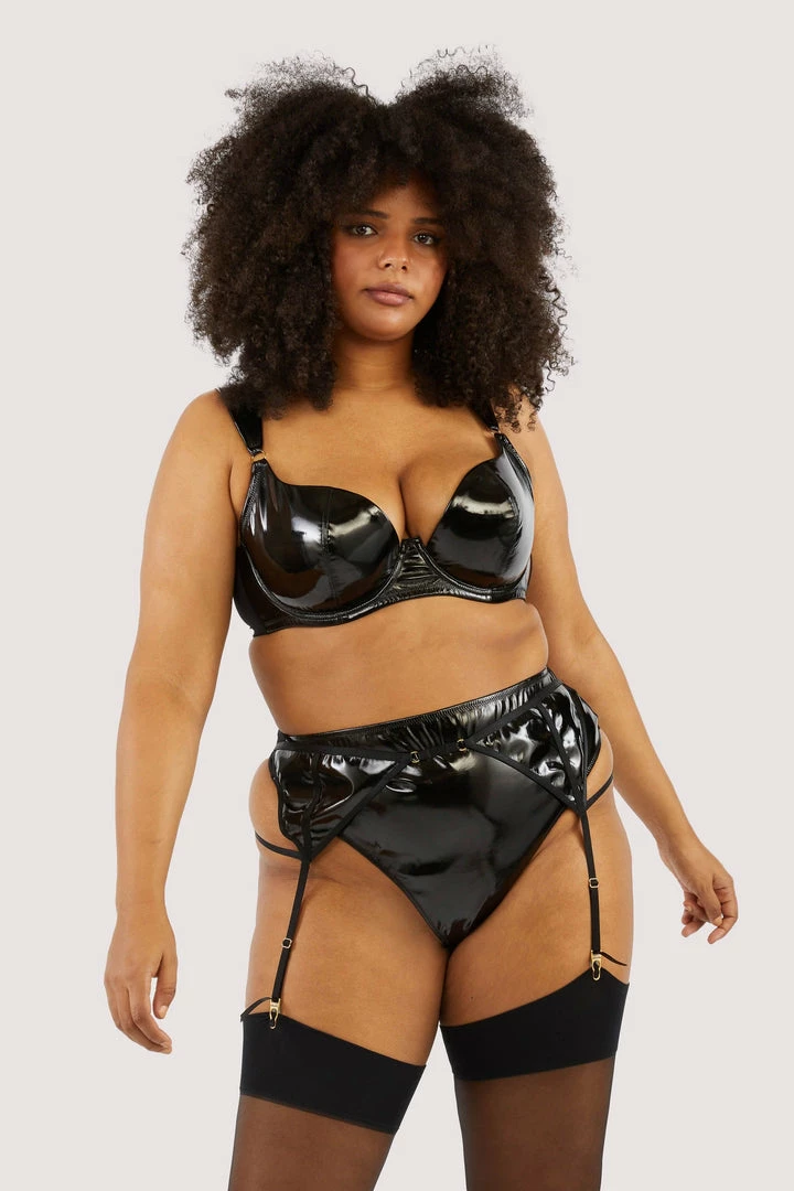 Hustler Maxine Black PVC Strap And Ring Detail Suspender 10 Hustler Maxine Black PVC Strap And Ring Detail Suspender