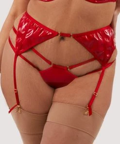 Hustler Suspenders Maxine Red PVC Strap And Ring Detail Suspender