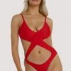 Hustler Red Wrap Cut Out Swimsuit