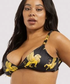Kilo Brava Lioness Satin Black Bra Non Wired Bras