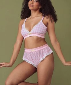 Kilo Brava Pink Gingham Triangle Bralette Bras