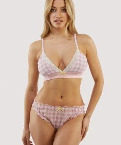 Kilo Brava Pink Gingham Triangle Bralette Bras 9 Kilo Brava Pink Gingham Triangle Bralette Bras