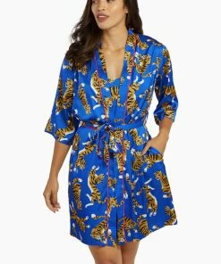 Kilo Brava Nightwear Blue Tiger Short Robe