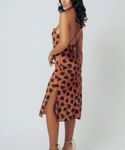 Kilo Brava Heart Satin Cowl Midi Slip Dress