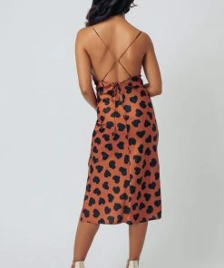 Kilo Brava Heart Satin Cowl Midi Slip Dress