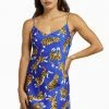 Kilo Brava Blue Tiger Satin Mini Slip Dress Nightwear