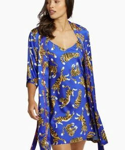 Kilo Brava Nightwear Blue Tiger Short Robe