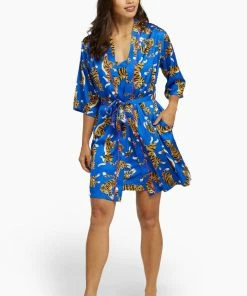 Kilo Brava Nightwear Blue Tiger Short Robe