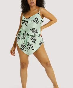 Kilo Brava Nightwear Green Moon Snake Playsuit