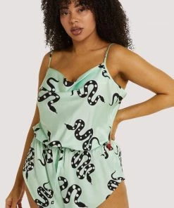 Kilo Brava Nightwear Green Moon Snake Playsuit