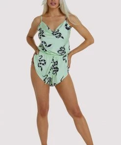 Kilo Brava Nightwear Green Moon Snake Playsuit