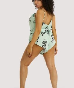 Kilo Brava Nightwear Green Moon Snake Playsuit