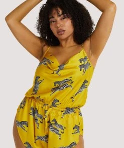 Kilo Brava Mustard Zebra Playsuit Nightwear