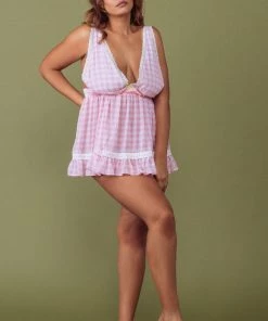 Kilo Brava Nightwear Mini Pink Gingham Slip