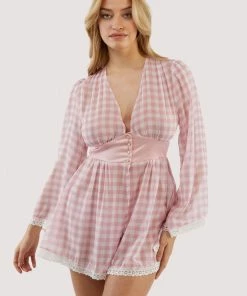 Kilo Brava Mini Pink Gingham Robe Nightwear