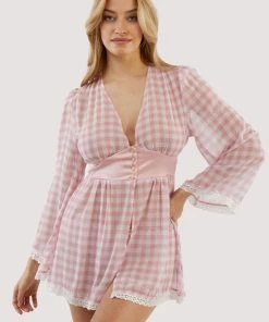 Kilo Brava Mini Pink Gingham Robe Nightwear