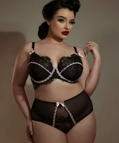 Kiss Me Deadly X Caresse Black Lace High Waist Brief Retro Bras