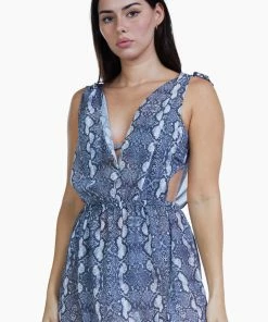 Luxe Palm Swimwear Beach Snake Print Split Dress