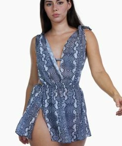 Luxe Palm Swimwear Beach Snake Print Split Dress
