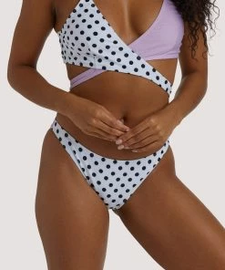 Luxe Palm Purple And Polka Dot Brazilian Briefs Swimwear