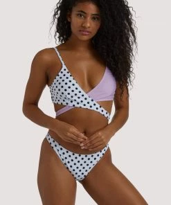 Luxe Palm Purple And Polka Dot Brazilian Briefs Swimwear