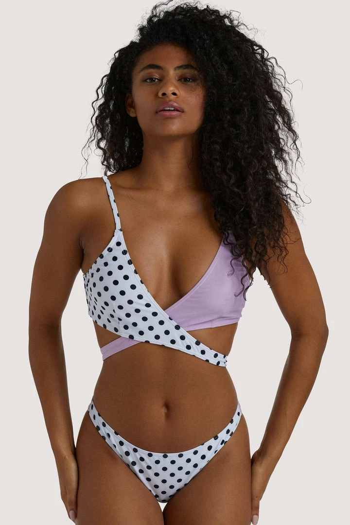 Luxe Palm Swimwear Purple And Polka Dot Crossover Bikini Top 3 Luxe Palm Swimwear Purple And Polka Dot Crossover Bikini Top