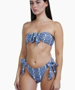 Luxe Palm Snake Bow Tie High Leg Brief Swimwear