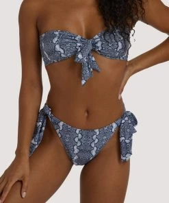 Luxe Palm Snake Bow Tie High Leg Brief Swimwear