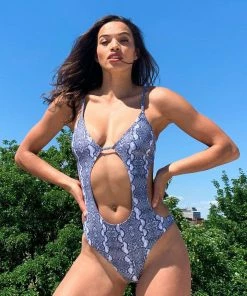Luxe Palm Swimwear Snake Print Swimsuit