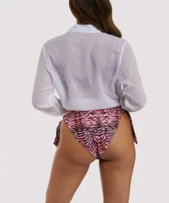 Luxe Palm Swimwear Tie Front Beach Shirt