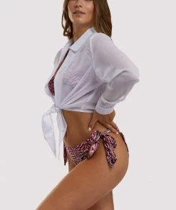 Luxe Palm Swimwear Tie Front Beach Shirt