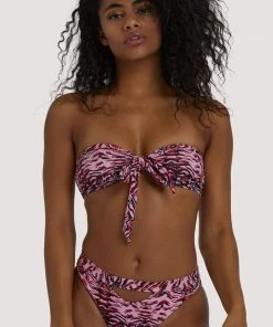Luxe Palm Tiger Bow Tie Bandeau