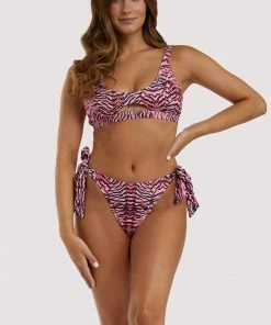 Luxe Palm Tiger Print Crop Cut Out Bikini Top