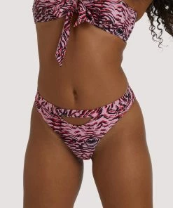 Luxe Palm Tiger Print High Leg Bikini Bottom
