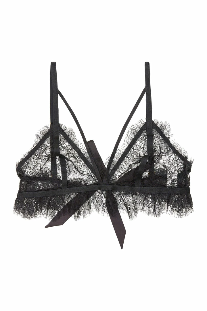 Peek & Beau Bryn Black Lace Frill Triangle Bra Outlet 4 Peek & Beau Bryn Black Lace Frill Triangle Bra Outlet