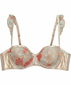 Peek & Beau Quinn Gold Leatherette And Lace Bra A - E