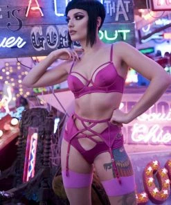 Peek & Beau Dani Magenta Strappy Satin Suspender