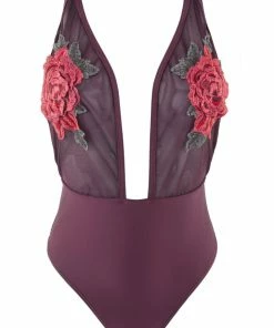 Peek & Beau Applique & Mesh Plunge Swimsuit Swimwear