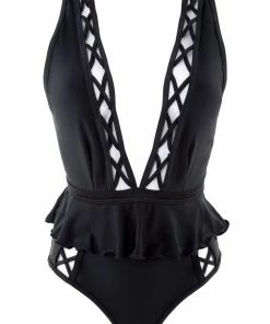 Peek & Beau Black Lattice Swimsuit
