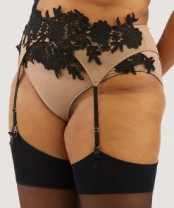 Playful Promises Curve Exclusive Alaina Illusion Mesh And Black Applique Suspender