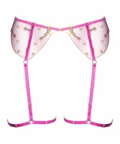 Playful Promises Coccinelle Rainbow Shooting Star Pride Embroidery Suspender Belt