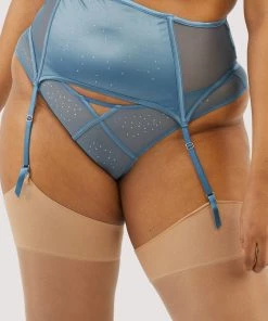 Playful Promises Suspenders Olympia Storm Grey Diamante Detail Waspie