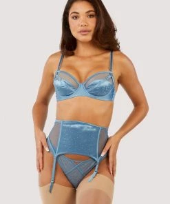 Playful Promises Suspenders Olympia Storm Grey Diamante Detail Waspie