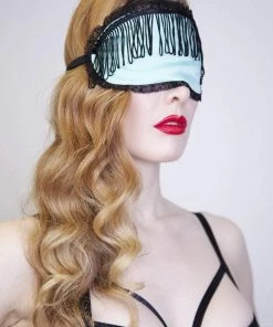 Playful Promises Accessories Mint Eye Mask With Black Tassels